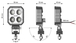 Phare de travail led carre 90x90mm magnetique avec poignee CEA - 17138