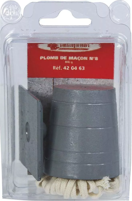 Plomb de maçon n°8 800g avec cordelette 3m TALIAPLAST - 20996