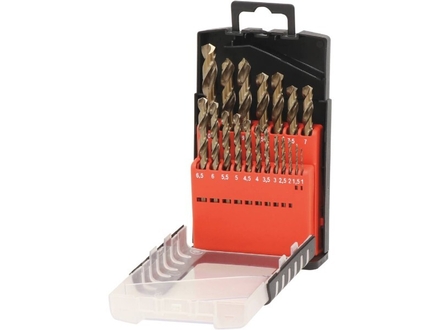 Coffret pvc de 19 forets métaux hss 5% cobalt taillés meulés de 1 à 10mm DRAKKAR TOOLS - 22232