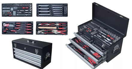 Coffre 3 tiroirs + 108 outils STILKER - 25030