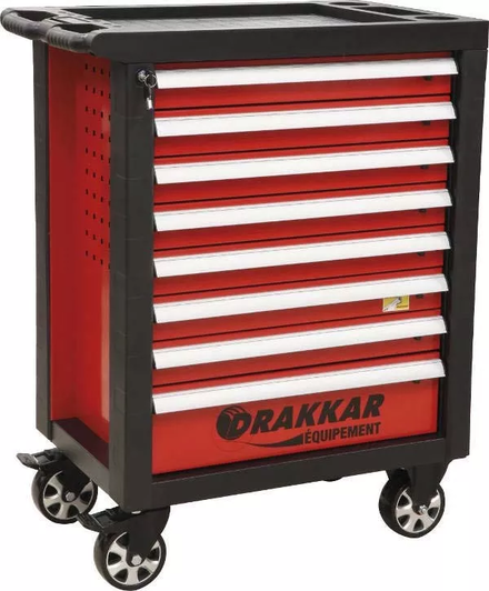 Servante 8 tiroirs rouge 09203 (6 tiroirs pleins +2 vides) module finition metal DRAKKAR TOOLS - 25089