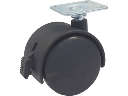Roulette de fauteuil pivot.+frein dble galet d.50 a platine - 26365
