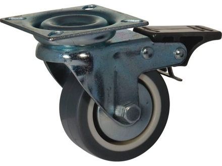 Roulette pivotante +frein corps nylon d.80 al lisse 60kg - 26383