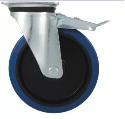 Roulette pivot. chape zinguee bandage bleu d.100 130kg - 26441