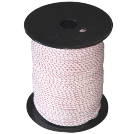 TRESSE POLYAMIDE BLANCHE LISERE ROUGE 6MM X 100M - Neutre - 27385