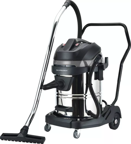 Aspirateur eau et poussière 60L 230V 2400W cuve inox basculante 2 moteurs SCHNEIDER - 50007