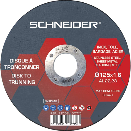 BT 10 DISQUES INOX 125X1.6 INOX BOITE METAL SCHNEIDER - SCHNEIDER - 50715
