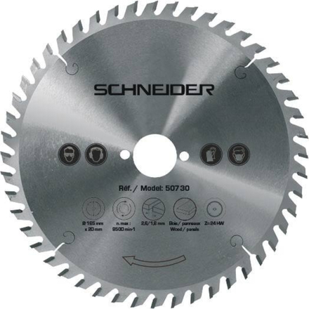 LAME CARBURE/PORTATIVE D165X20X24Z ALT POS/BOIS SCHNEIDER - SCHNEIDER - 50730