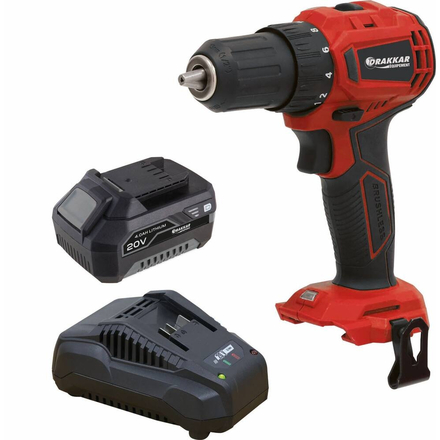 PERCEUSE/VISSEUSE 20V 40NM BRUSHLESS 1 BATTERIE 4AH + CHARGEUR 3A - DRAKKAR EQUIPEMENT - 55884