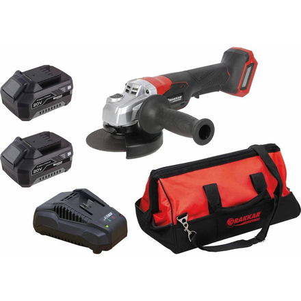MEULEUSE D'ANGLE 125MM 20V BRUSHLESS AVEC 2 BAT 5AH LI-ION + CHARGEUR + SAC - DRAKKAR EQUIPEMENT - 55898