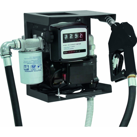 POMPE À GASOIL 230V 50 L/MIN AVEC PISTOLET AUTOMATIQUE/VOLUCOMPTEUR/FILTRE - STATION MURALE - STILKER - 56130