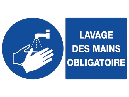 Panneau lavage des mains obligatoire à fixer 330x200mm - 61504