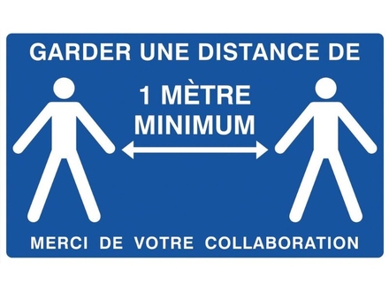 Panneau garder une distance de 1 mètre minimum rigide 330x200mm - 61512