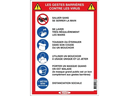 Panneau 6 en 1 gestes barrières adhésif 210x297mm - 61516