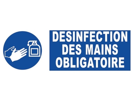 Panneau désinfection des mains obligatoire adhésif 300x100m - 61526
