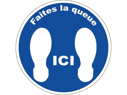 Panneau faites la queue ici adhésif pour sol 400mm - 61532