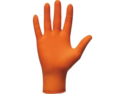 Gants jetables ambidextres nitrile 240mm 0,26mm orange XXL(11) - Boîte de 50 pcs MERCATOR - 65151