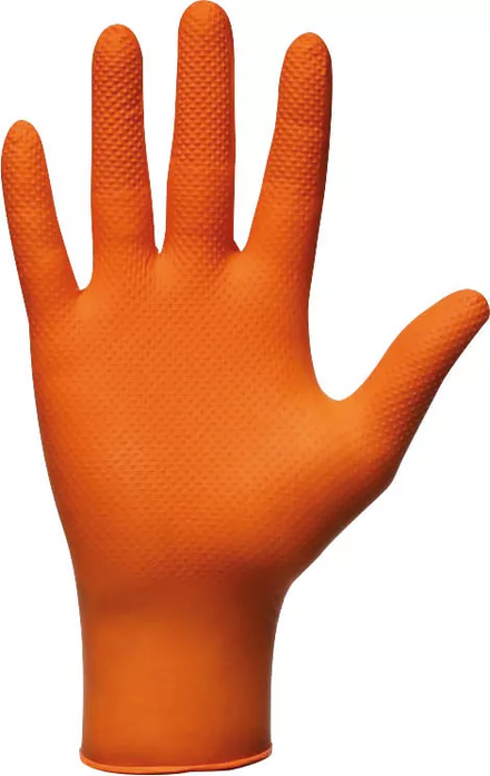 Gants jetables ambidextres nitrile 240mm 0,26mm orange XXL(11) - Boîte de 50 pcs MERCATOR - 65151