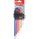 9 CLES MALES HEXAGONALES EXTRA LONGUES EMBOUT SPHERIQUE - CODES COULEURS S - DRAKKAR TOOLS - 68423