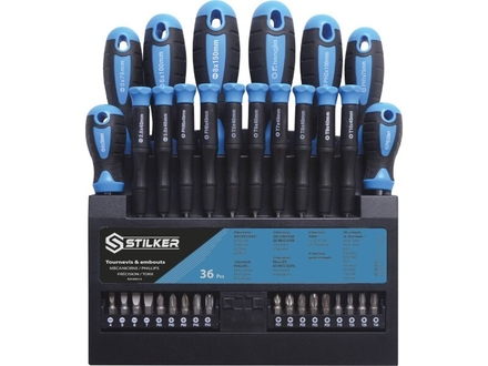 Présentoir de 18 tournevis et 18 embouts STILKER - 69012