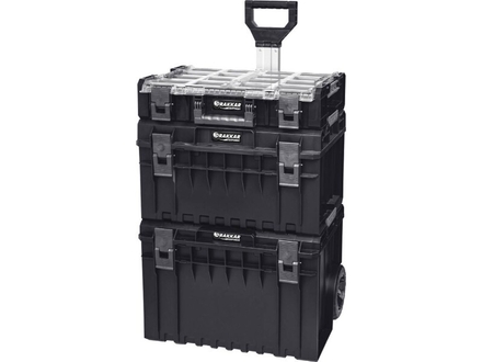 Servante sur roues x 3 boîtes de rangement + poignée télescopique 600x460x835mm DRAKKAR EQUIPEMENT - 72729