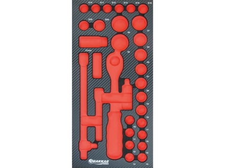 Module mousse vide DRAKKAR TOOLS - finition carbone pour douilles 1/2