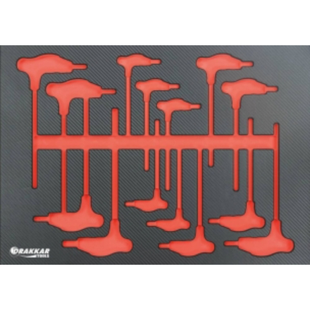 MODULE MOUSSE FINITION CARBONE VIDE TOURNEVIS AVEC POIGNEE EN T HEX/TORX - DRAKKAR TOOLS - 84215
