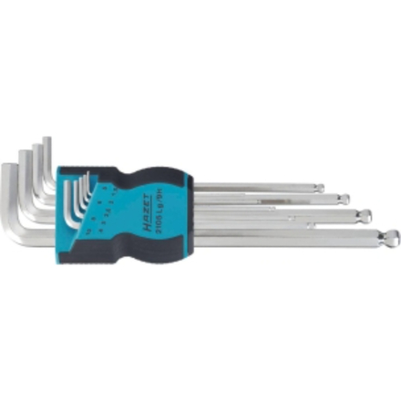 CLES MALES COUDEES HEXAGONALES EXTRA LONGUES DE 1,5 A 10MM - ETUI DE 9PC - HAZET - HZ012015