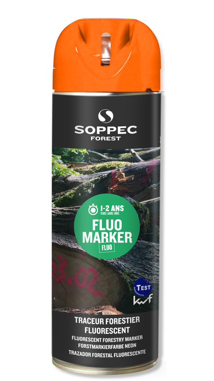 Bombe de peinture - Traceur forestier SOPPEC fluorescent orange fluo 12 mois fluo marker -131316