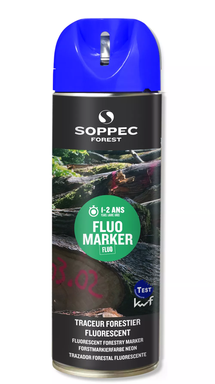 Bombe de peinture - Traceur forestier SOPPEC fluorescent bleu fluo 12 mois fluo marker - 131319