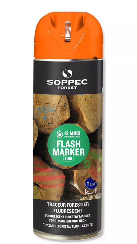 Bombe de peinture - Traceur forestier hautement fluorescent orange fluo 12 mois flash marker SOPPEC - 131516o