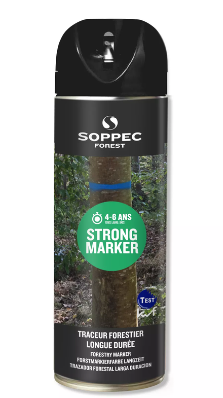 Bombe de peinture - Traceur forestier longue durée non fluorescent noir 4-6 ans strong marker SOPPEC - 131703o