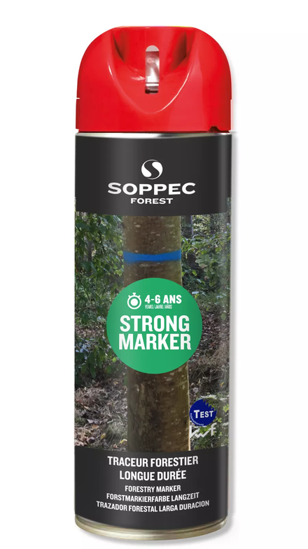 Bombe de peinture - Traceur strong marker SOPPEC longue durée rouge 4-6 ans - 131704o