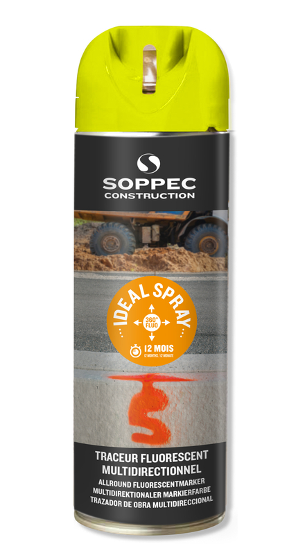 Traceur de chantier JAUNE fluo multidirectionnel IDEAL SPRAY SOPPEC 9-12 MOIS - 141817O