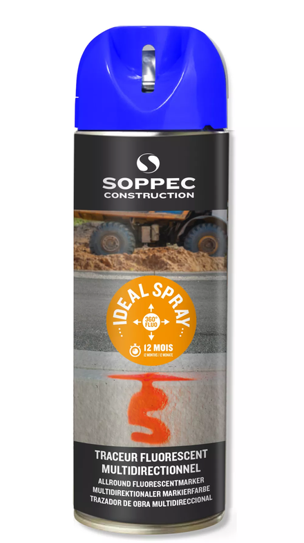 Bombe de peinture - Traceur de chantier bleu fluo multidirectionnel ideal spray SOPPEC 9-12 mois - 141819o