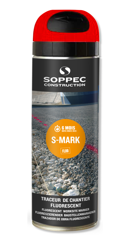 Bombe de peinture - Traceur de chantier SOPPEC rouge fluo s mark 3-6 mois - 141913