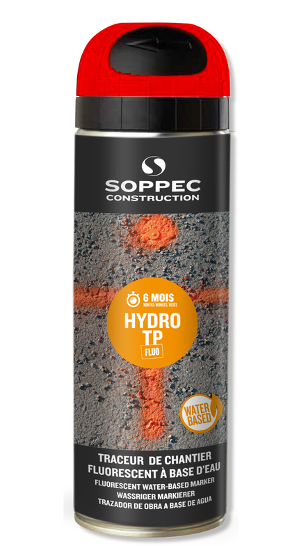 TRACEUR DE CHANTIER SOPPEC ROUGE FLUO EN PHASE AQUEUSE HYDRO TP 6 MOIS - 142213
