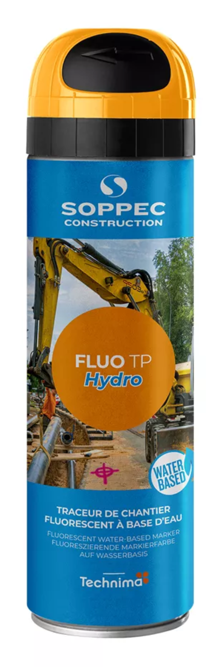 Bombe de peinture - Traceur chantier orange fluo tp hydro SOPPEC - 143516