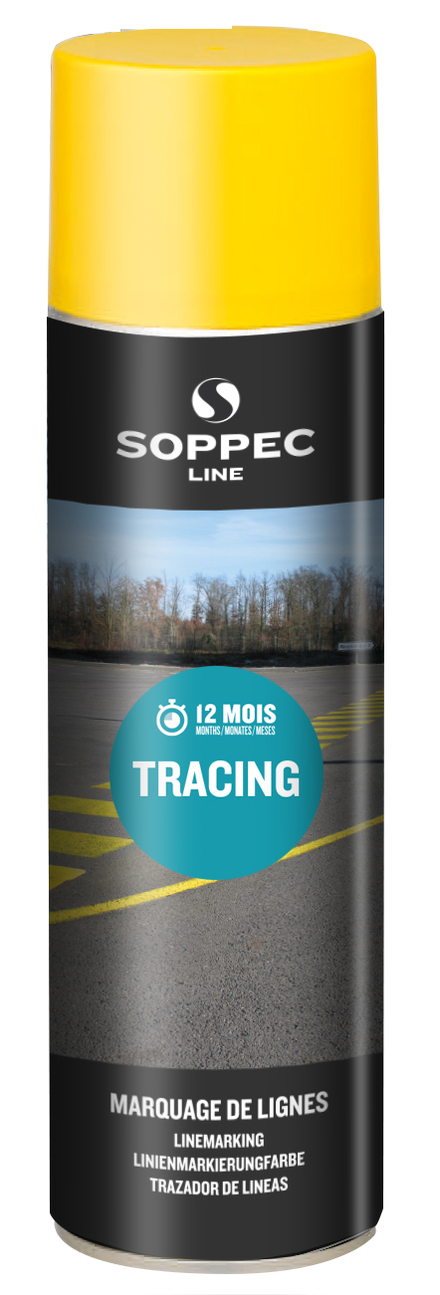 Bombe de peinture - Traceur de ligne SOPPEC pour le marquage jaune tracing 500 ml - 151602