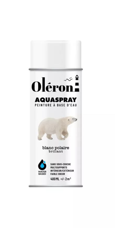 BOMBE DE DECORATION AQUASPRAY BLANC POLAIRE SATINE 400ML OLERION 561000