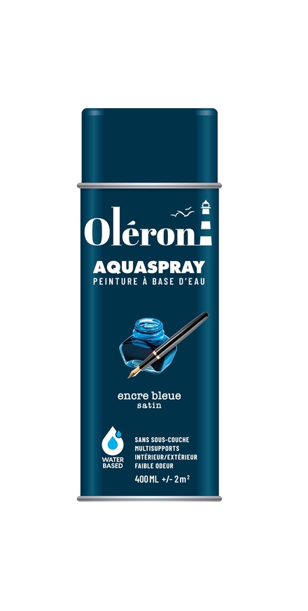 BOMBE DE DECORATION AQUASPRAY ENCRE BLEUE SATINE 400ML OLERON 561014