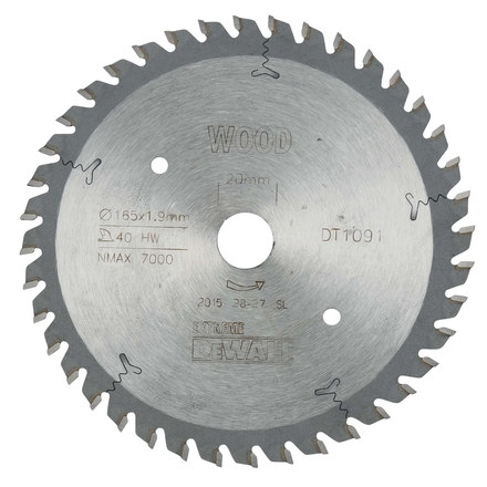 Lame pour scie circulaire plongeante carbure Extreme Workshop 165x20mm 40 dents - DT1091-QZ - DEWALT