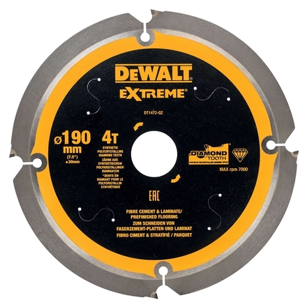 Lame de scie circulaire portative denture diamant 190 x 30 mm 4 dents - DT1472-QZ - DEWALT
