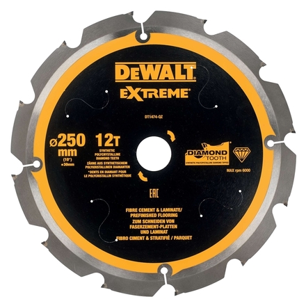 Lame de scie circulaire denture diamant, 250 x 30 mm, 12 dents - DT1474-QZ - DEWALT