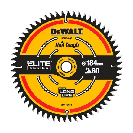 Lame de scie circulaire sans fil carbure ELITE 184 x 16 mm - DT1670-QZ - DEWALT