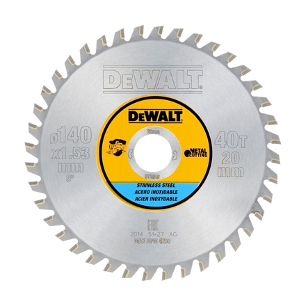 Lame de scie circulaire stationnaire carbure 140 x 20,4 mm, 40 dents, MTCG/inox - DT1918-QZ - DEWALT