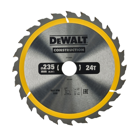 Lame de scie circulaire 235x30 mm, 24 dents, ATB/délignage, angle d'attaque 20 - DT1954-QZ - DEWALT