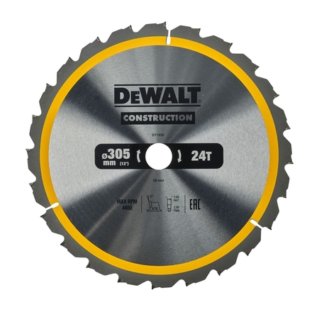 Lames de scie circulaire stationnaire carbure construction 305 x 30 mm, 24 dents - DT1958-QZ - DEWALT