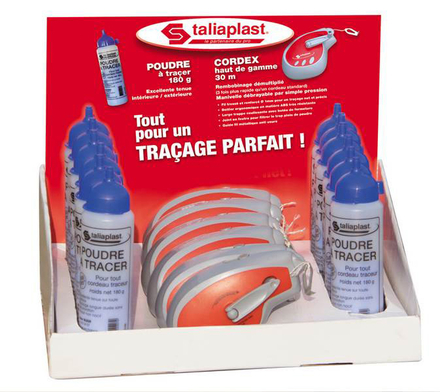 PRESENTOIR DE 6 CORDEX PRO 30M + 12 POUDRES BLEUES 180G TALIAPLAST - 400435