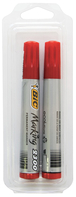 2 marqueurs permanents rouges corps plastique (blister) TALIAPLAST - 401090